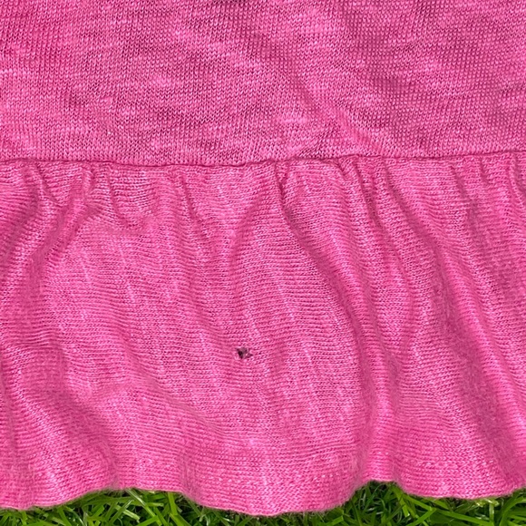 J. Crew XL Linen ruffle-back t-shirt in fuchsia - Picture 4 of 5